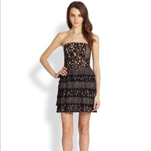 BCBG Black Ellie strapless Lace cocktail Dress